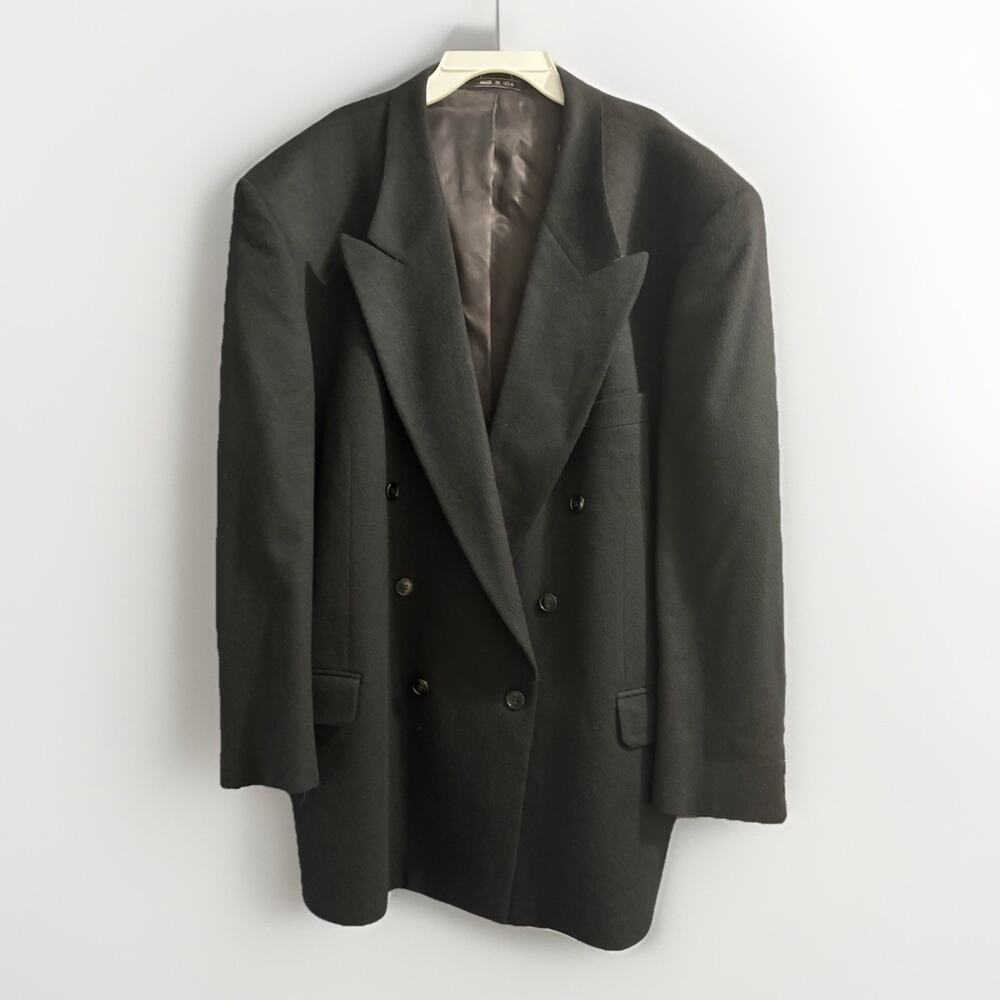 Ungaro Uomo 100% Cashmere Men's Black Double Breasted Blazer Jacket Sz 42 *Read